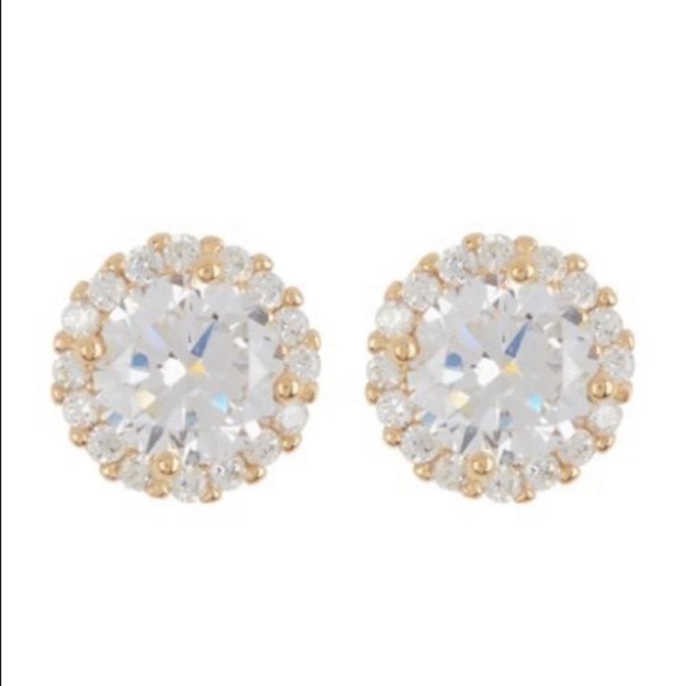 14k Gold Earring Studs with Swarovski Crystals